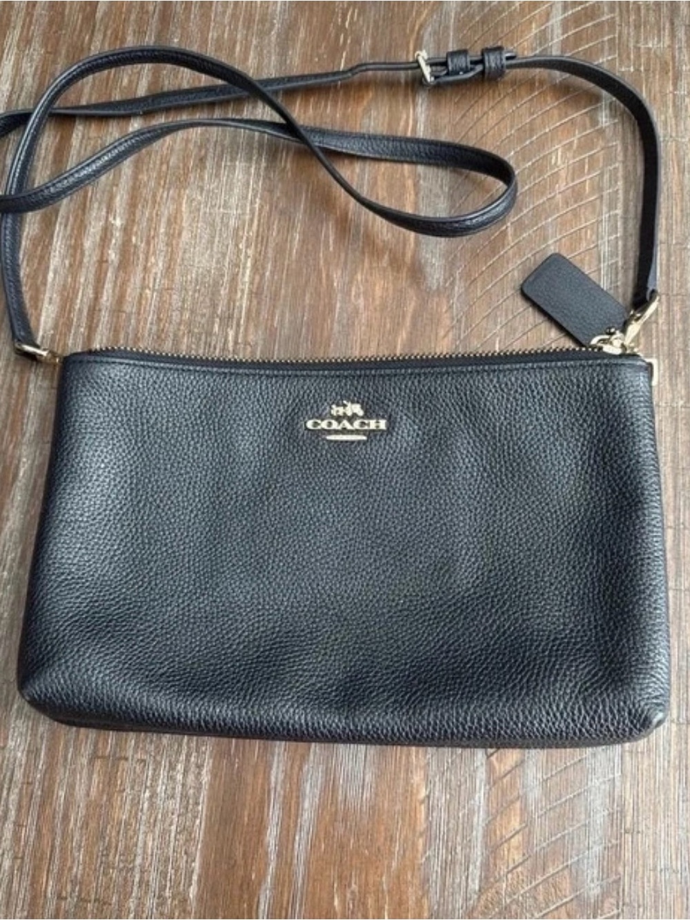 Coach pebbled leather double zip crossbody